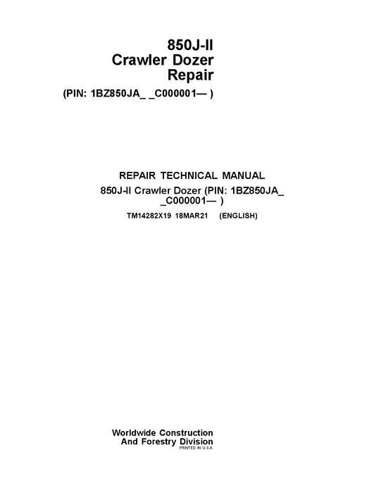 JOHN DEERE 850J II 850J-II CRAWLER DOZER REPAIR SERVICE MANUAL #4