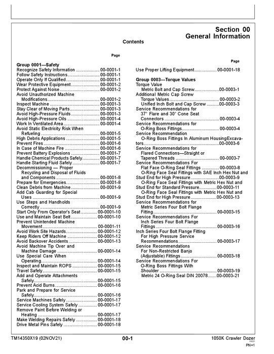 JOHN DEERE 1050K CRAWLER DOZER REPAIR SERVICE TECHNICAL MANUAL TM14350