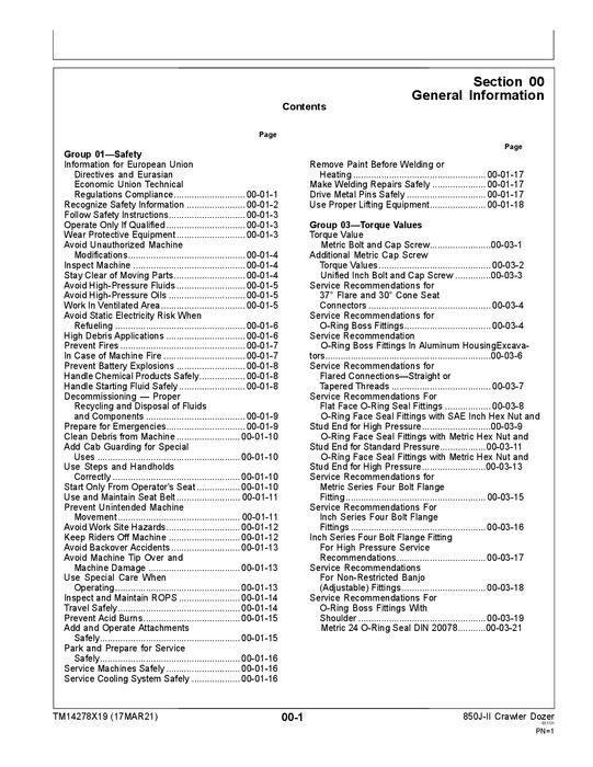 JOHN DEERE 850J II 850J-II RAUPENPLANKE REPARATUR-SERVICEHANDBUCH Nr. 3 