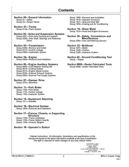 JOHN DEERE 850J II 850J-II RAUPENPLANKE REPARATUR-SERVICEHANDBUCH Nr. 3 