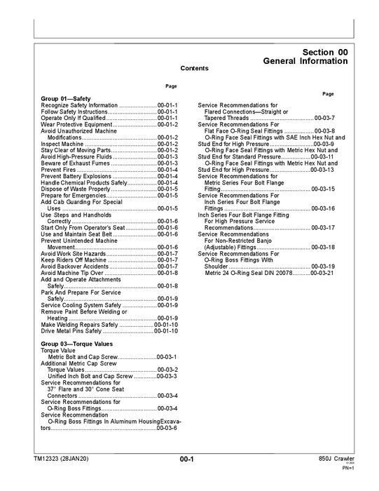 JOHN DEERE 850J Raupen-Planierraupen-Reparatur-Servicehandbuch Nr. 1 