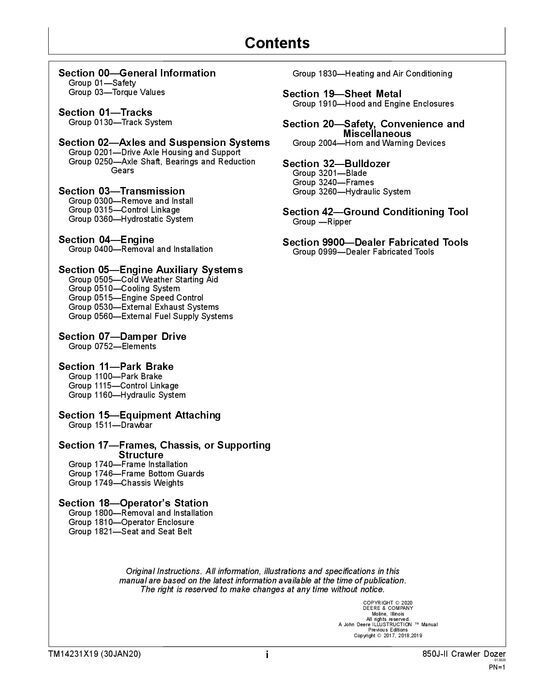 JOHN DEERE 850J II 850J-II RAUPENPLANKE REPARATUR-SERVICEHANDBUCH Nr. 2 