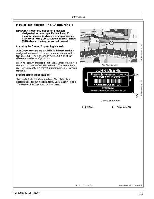 JOHN DEERE 700K CRAWLER DOZER REPARATUR-SERVICEHANDBUCH Nr. 1 