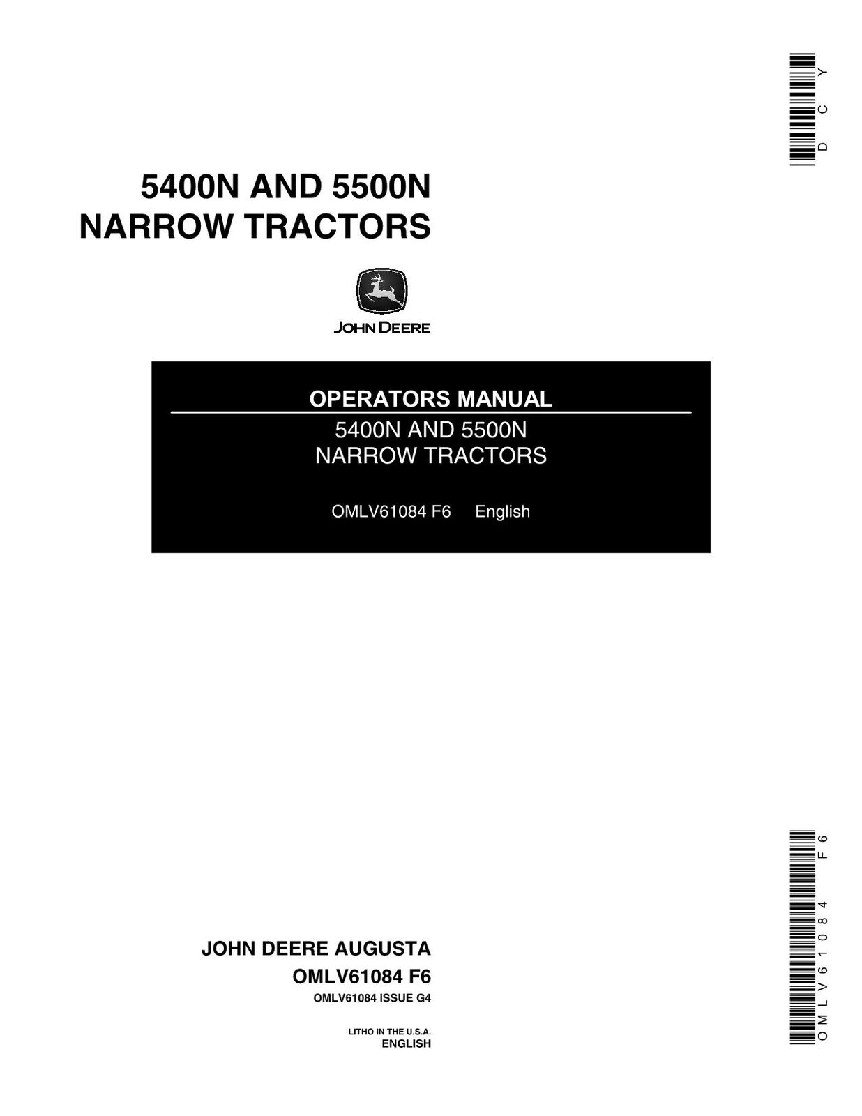 JOHN DEERE 5400N 5500N TRACTOR OPERATORS MANUAL