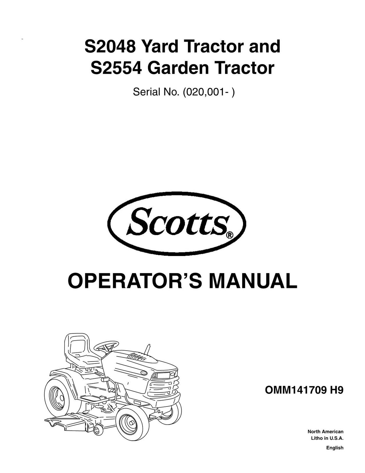 JOHN DEERE S2048 TRACTOR OPERATORS MANUAL