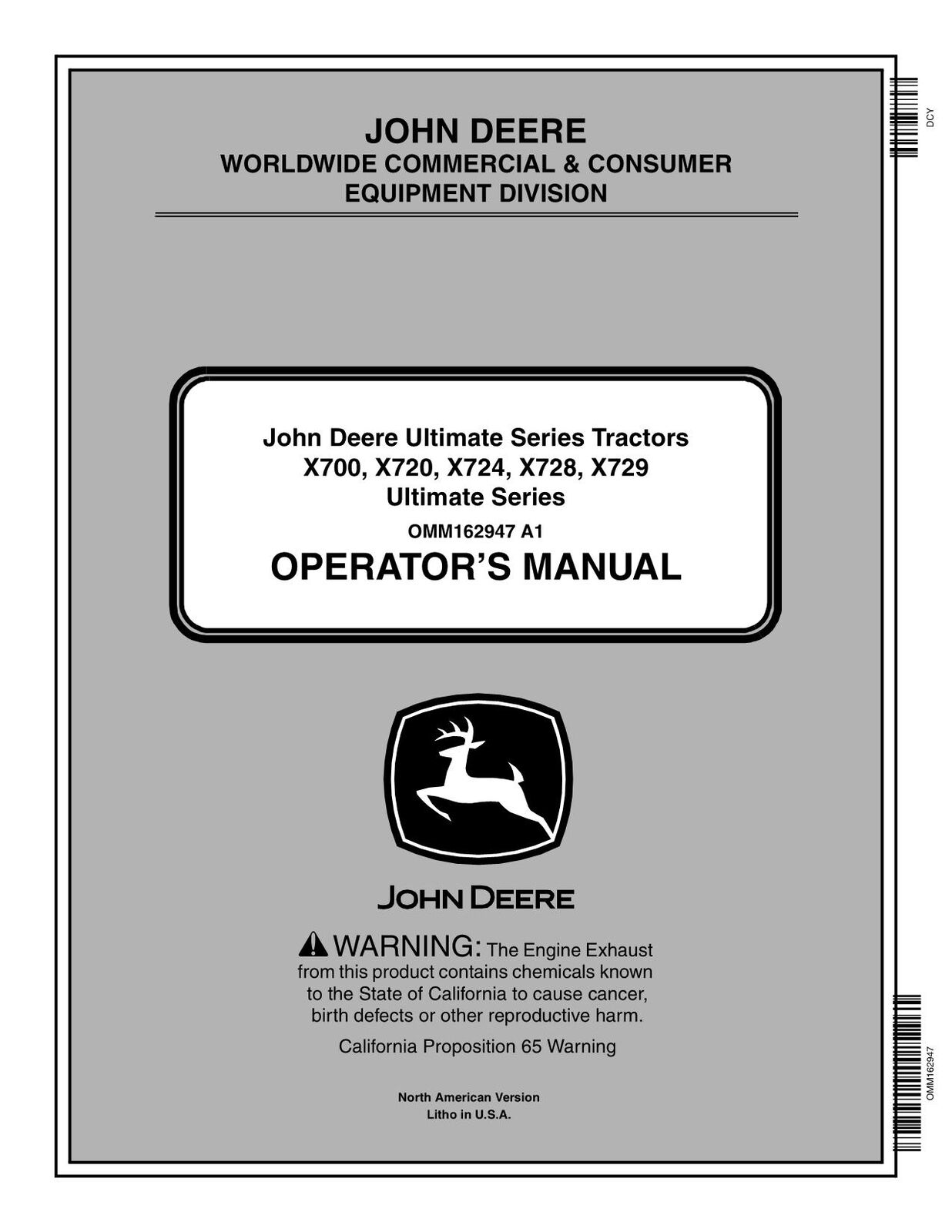 JOHN DEERE X700 X720 X724 X728 X729 TRACTOR OPERATORS MANUAL #4