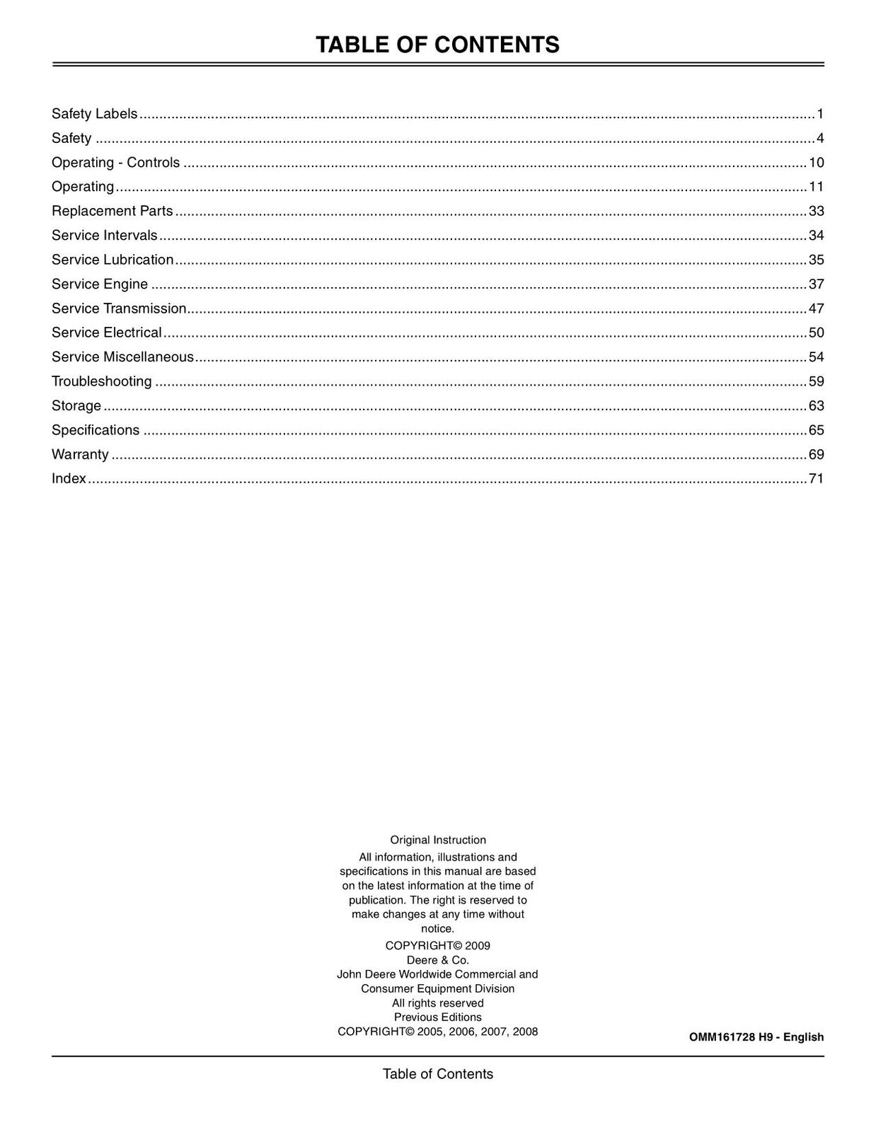 JOHN DEERE X700 X720 X724 X728 X729 TRAKTOR-BETRIEBSHANDBUCH NR. 3