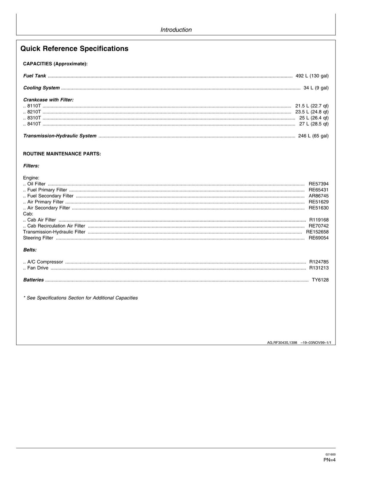 JOHN DEERE 8110T 8210T 8310T 8410T TRAKTOR-BETRIEBSHANDBUCH Nr. 1