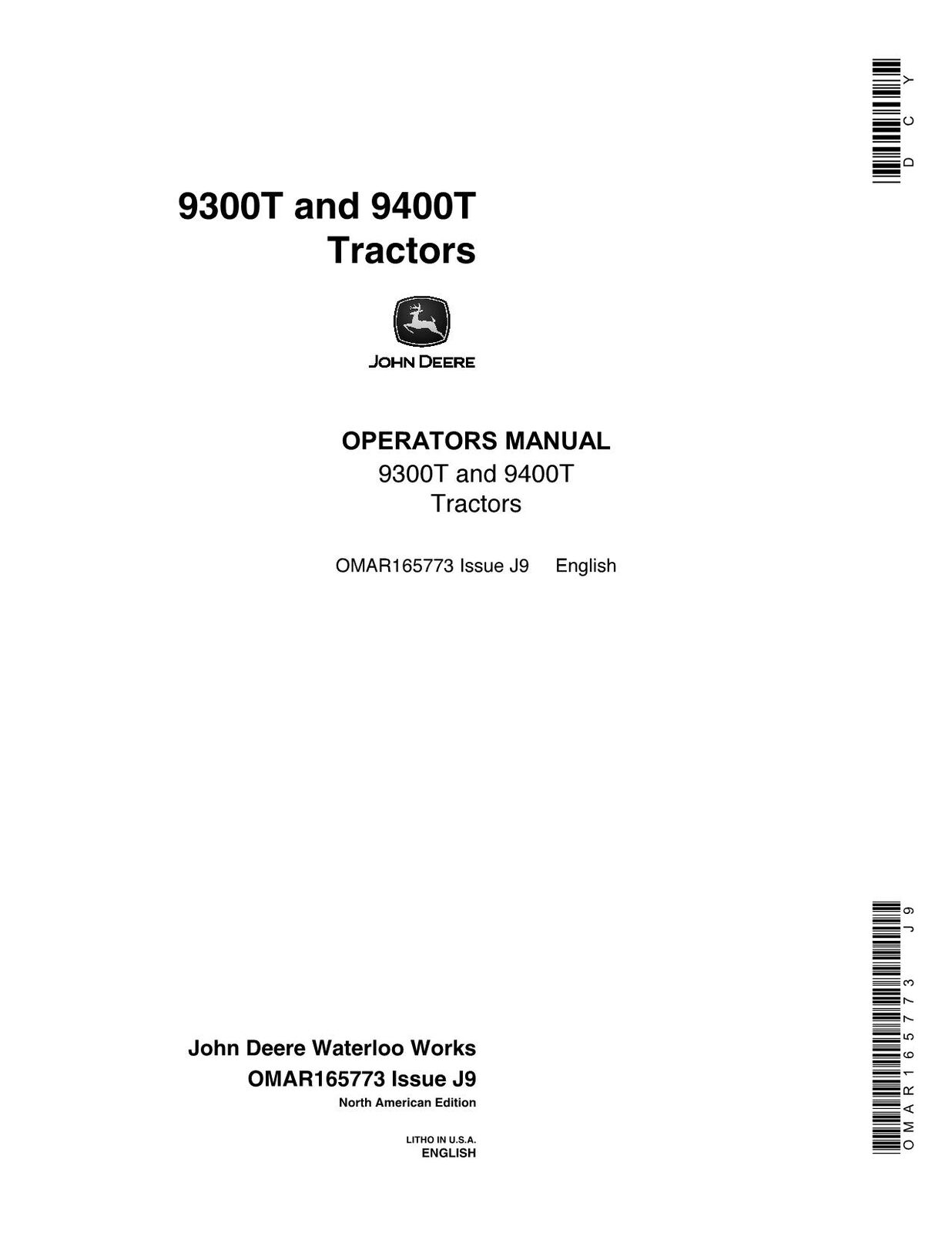 JOHN DEERE 9300T 9400T TRACTOR OPERATORS MANUAL #1