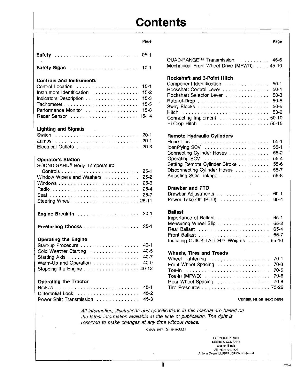 JOHN DEERE 4055 4255 4455 TRACTOR OPERATORS MANUAL