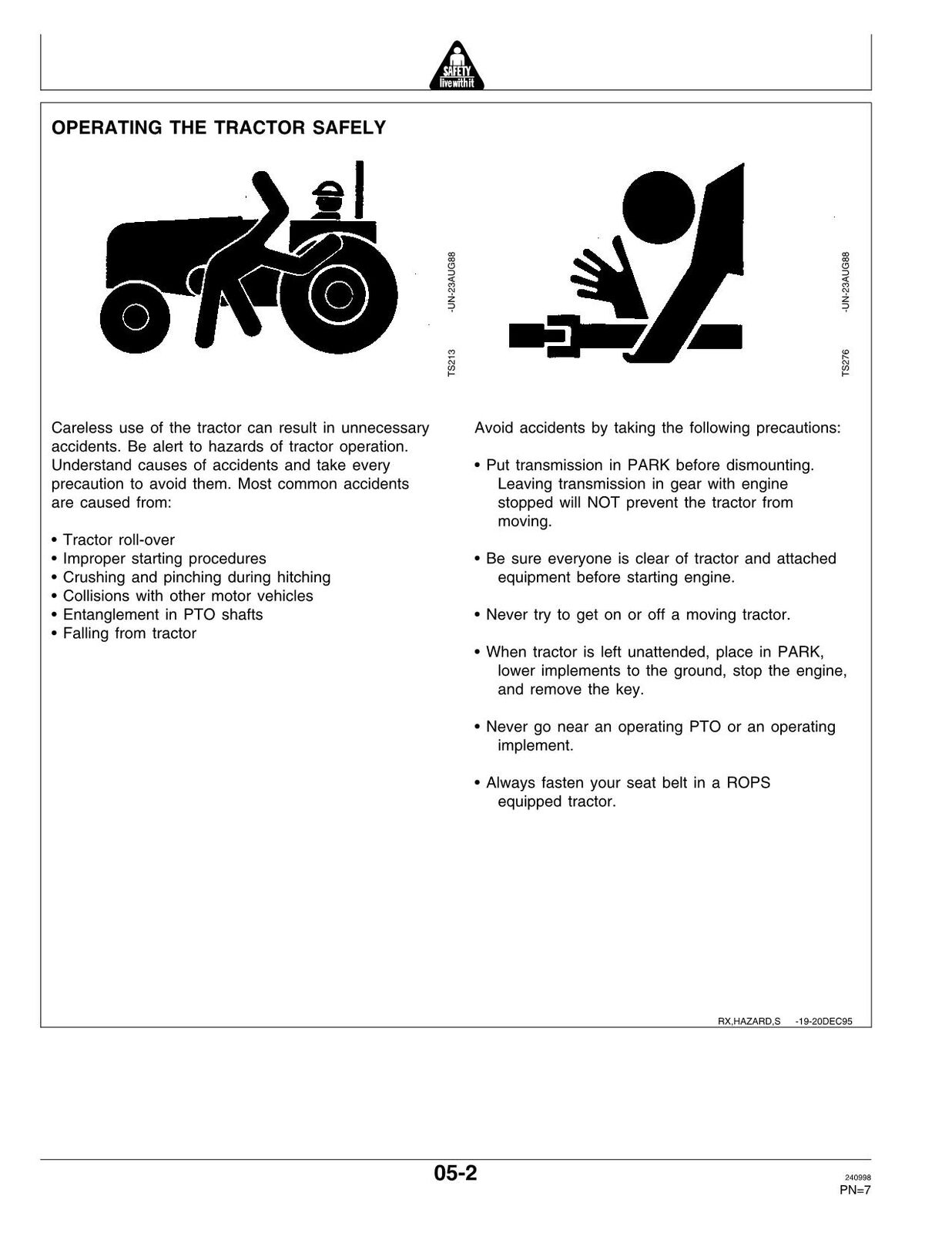 JOHN DEERE 8100T 8200T 8300T 8400T TRACTOR OPERATORS MANUAL