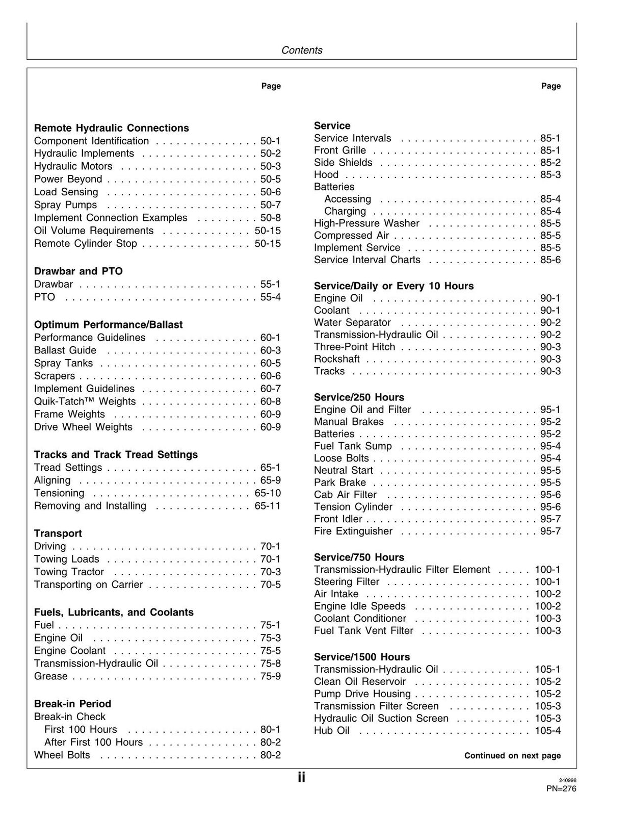 JOHN DEERE 8100T 8200T 8300T 8400T TRACTOR OPERATORS MANUAL