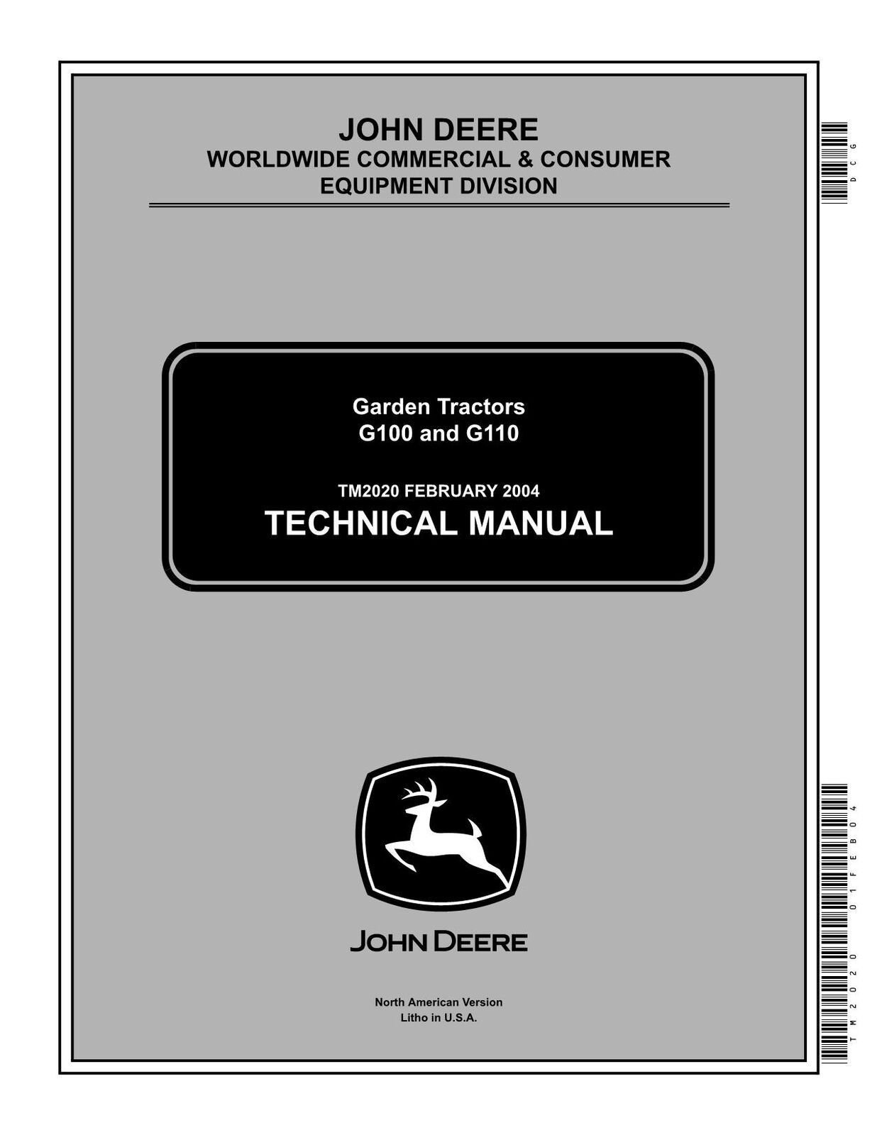 JOHN DEERE G100  G110 TRACTOR SERVICE MANUAL