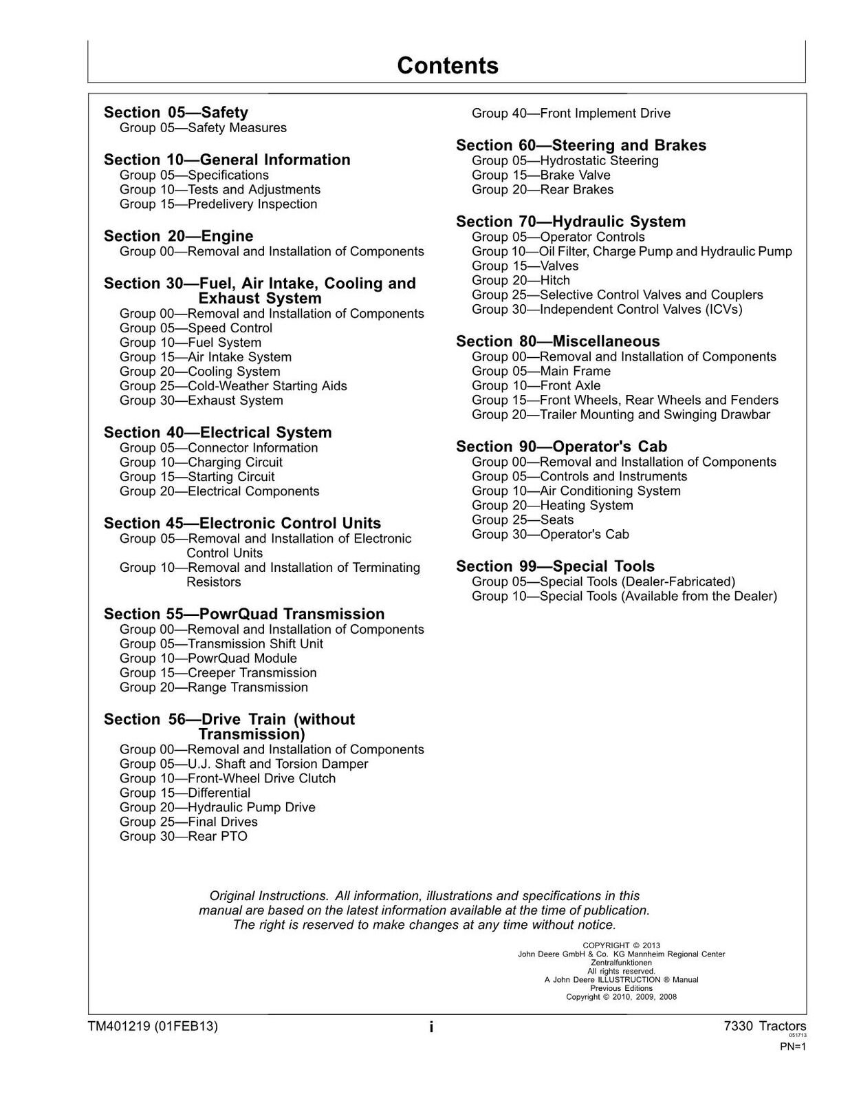 JOHN DEERE 7330 TRACTOR SERVICE MANUAL #2