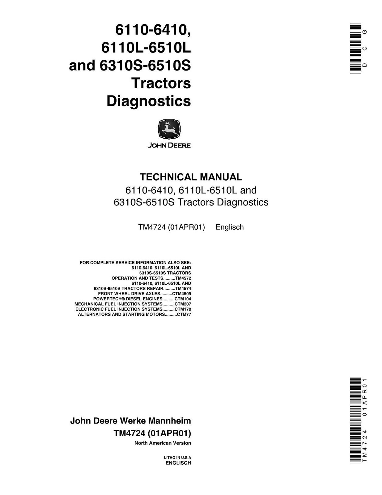 JOHN DEERE 6110 6210 6310 6410 6110L 6310S 6410S 6510S TRACTOR SERVICE MANUAL #3