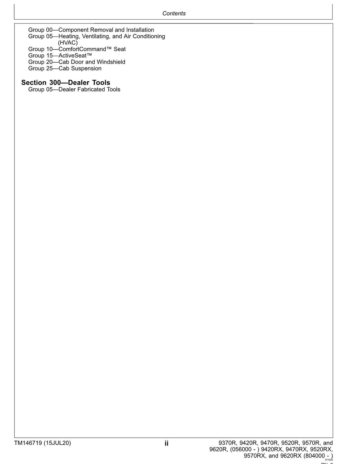 JOHN DEERE 9370R 9420R 9420RX 9470R 9470RX 9520R TRACTOR REPAIR SERVICE MANUAL