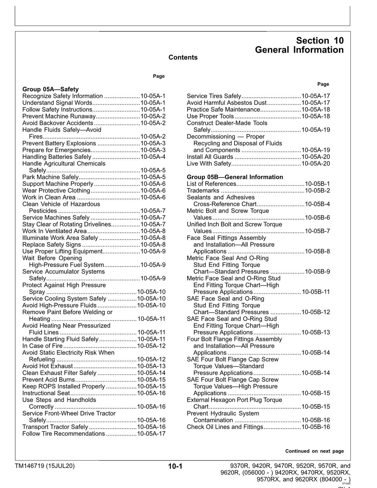 JOHN DEERE 9370R 9420R 9420RX 9470R 9470RX 9520R TRACTOR REPAIR SERVICE MANUAL