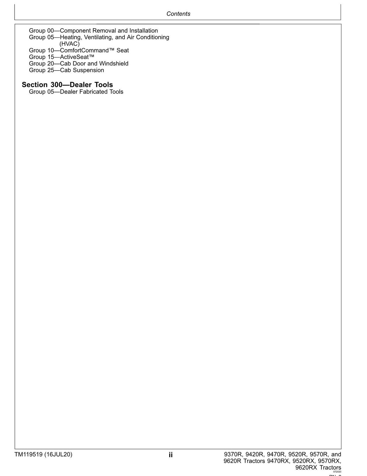 JOHN DEERE 9370R 9420R 9470R 9520R 9570R 9620R TRACTOR REPAIR SERVICE MANUAL