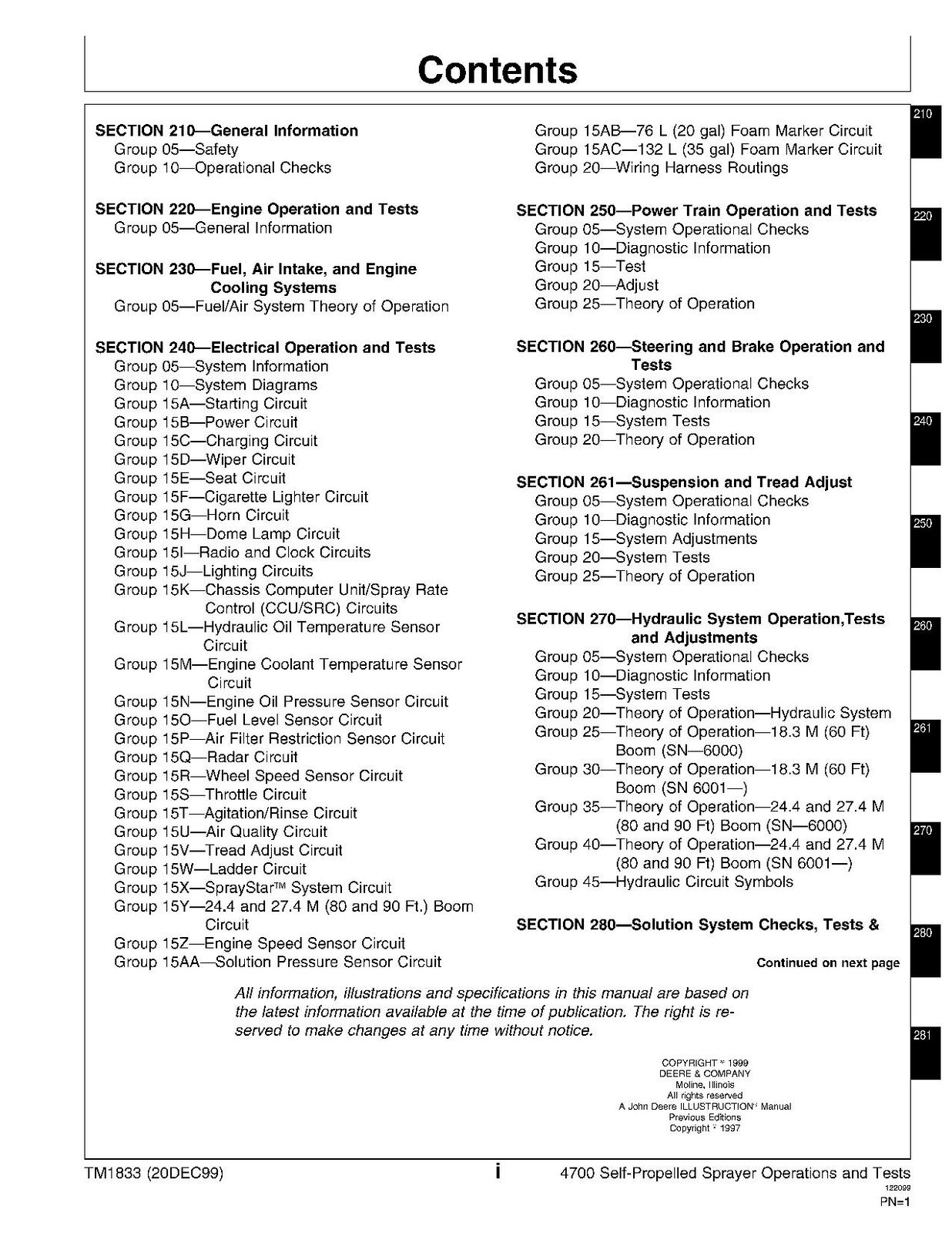 JOHN DEERE 4700 SPRAYER REPAIR SERVICE TECHNICAL MANUAL TM1833