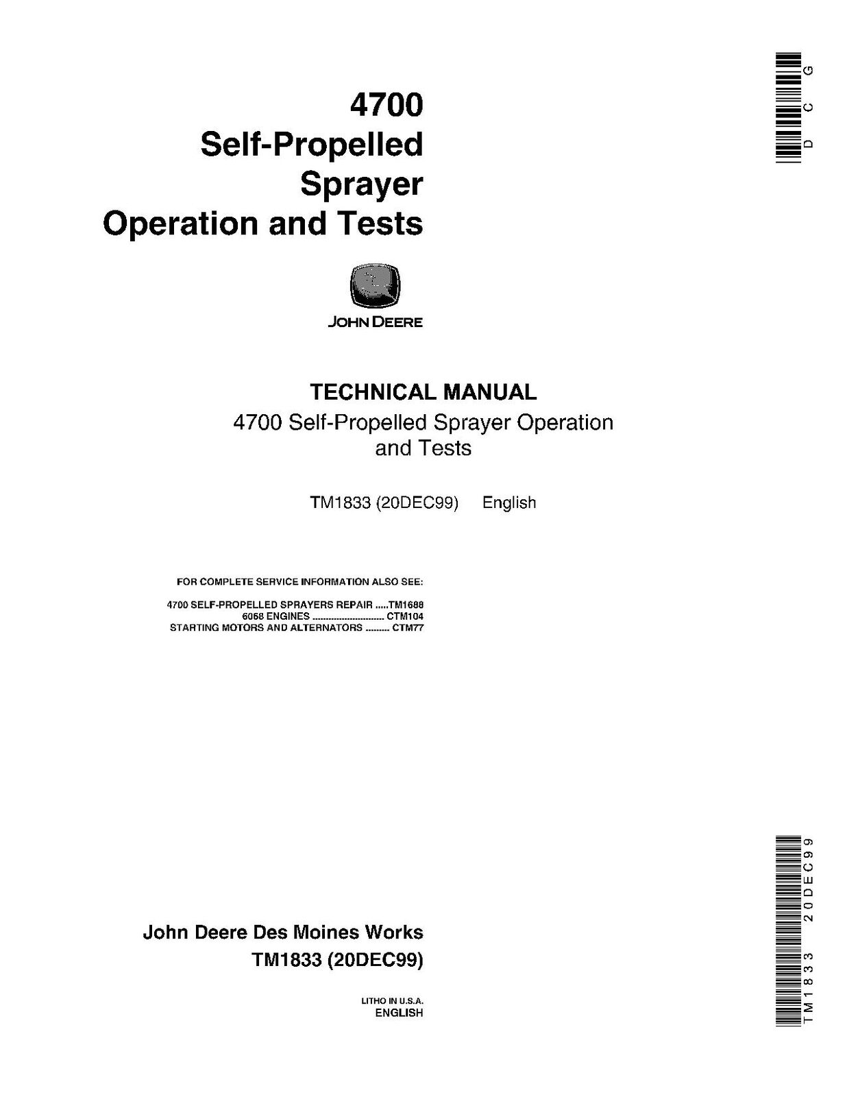 JOHN DEERE 4700 SPRAYER SERVICE MANUAL#2