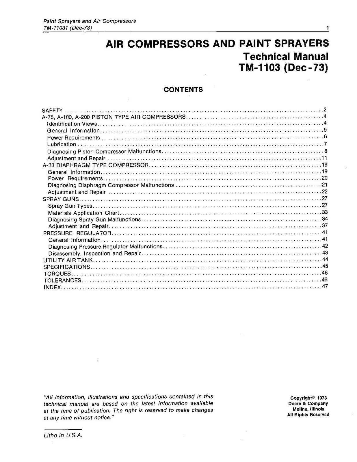 JOHN DEERE A100 A200 A33 A75 TY4340 TY4341 SPRÜHGERÄT SERVICEHANDBUCH