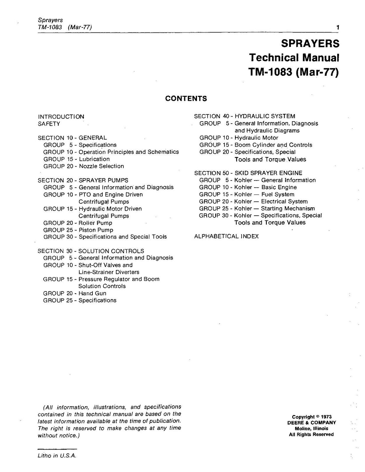 JOHN DEERE 25A 210 220 520 535 550 SPRÜHGERÄT SERVICEHANDBUCH