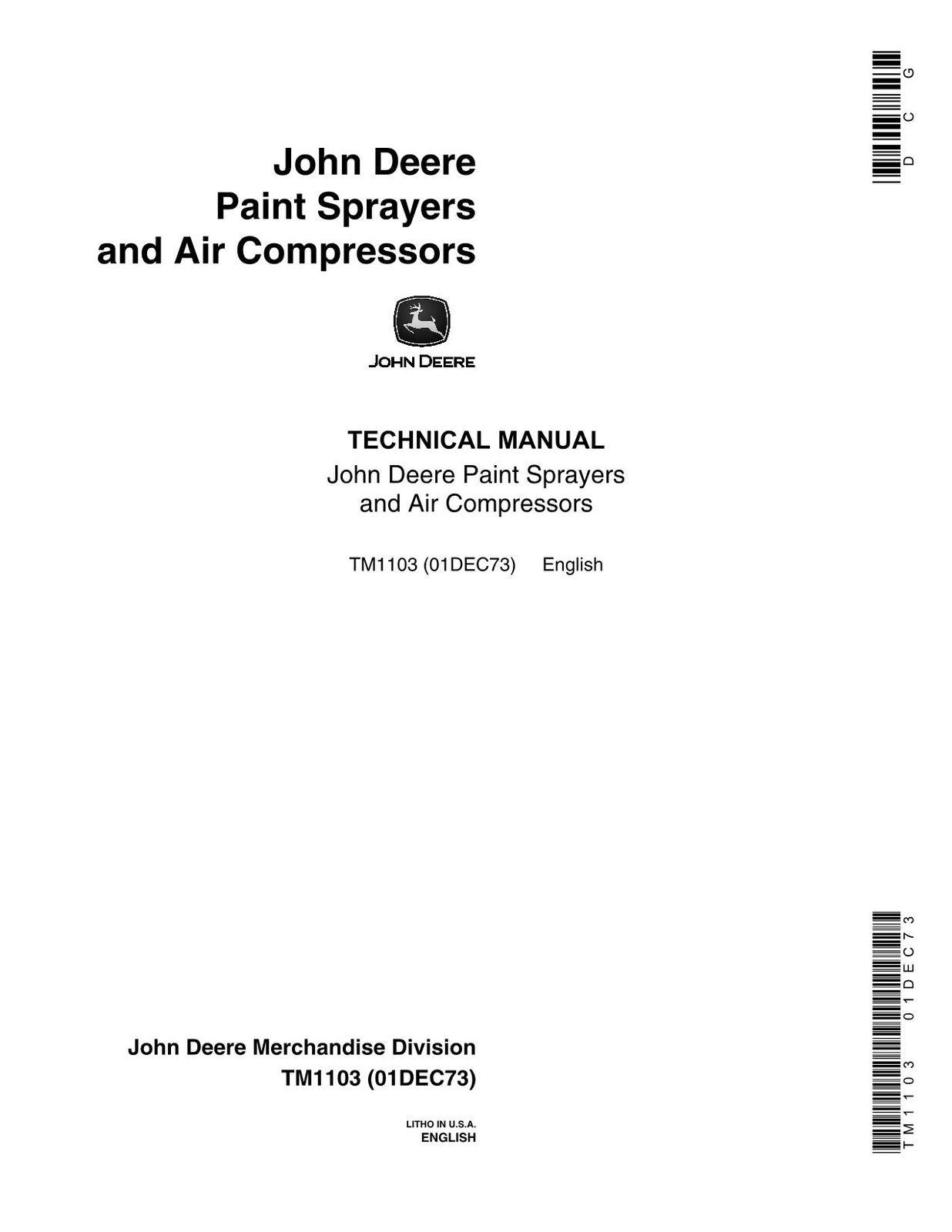 JOHN DEERE A100 A200 A33 A75 TY4340 TY4341 SPRAYER SERVICE MANUAL