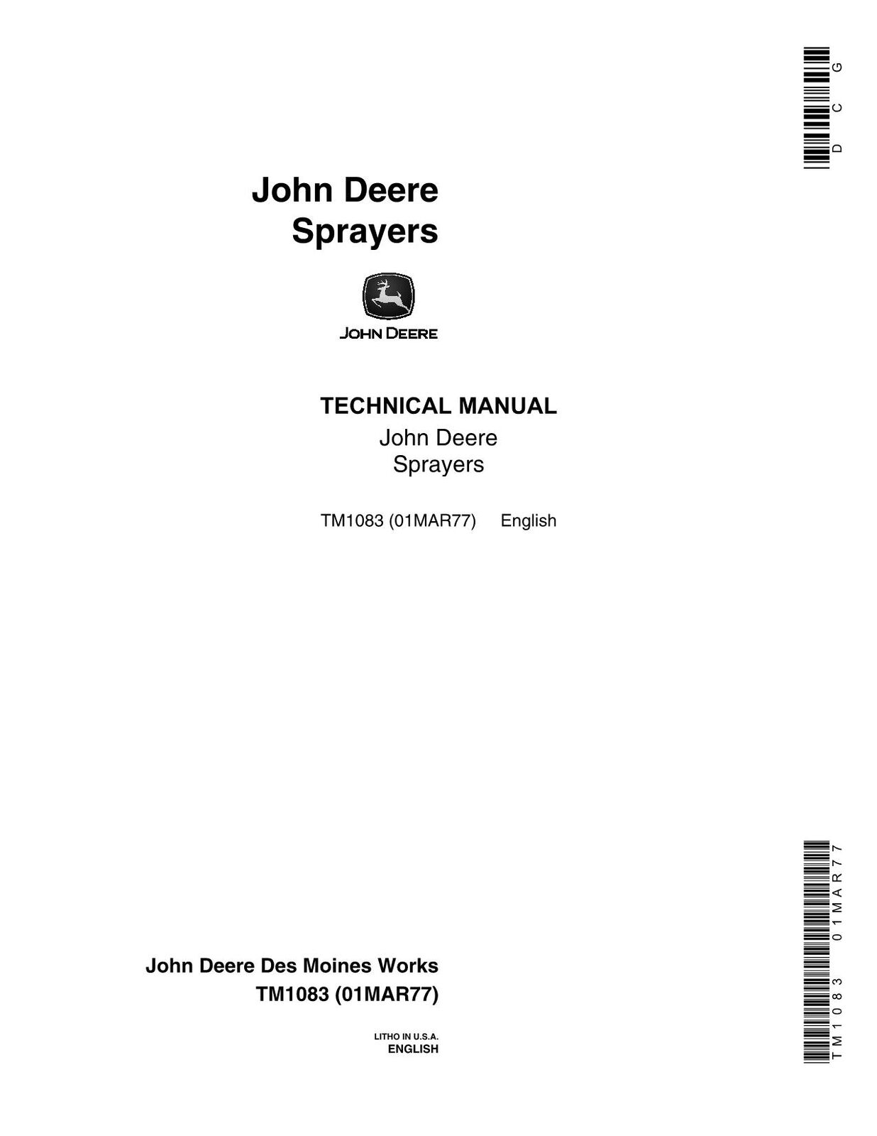 JOHN DEERE 25A 210 220 520 535 550 SPRAYER SERVICE MANUAL