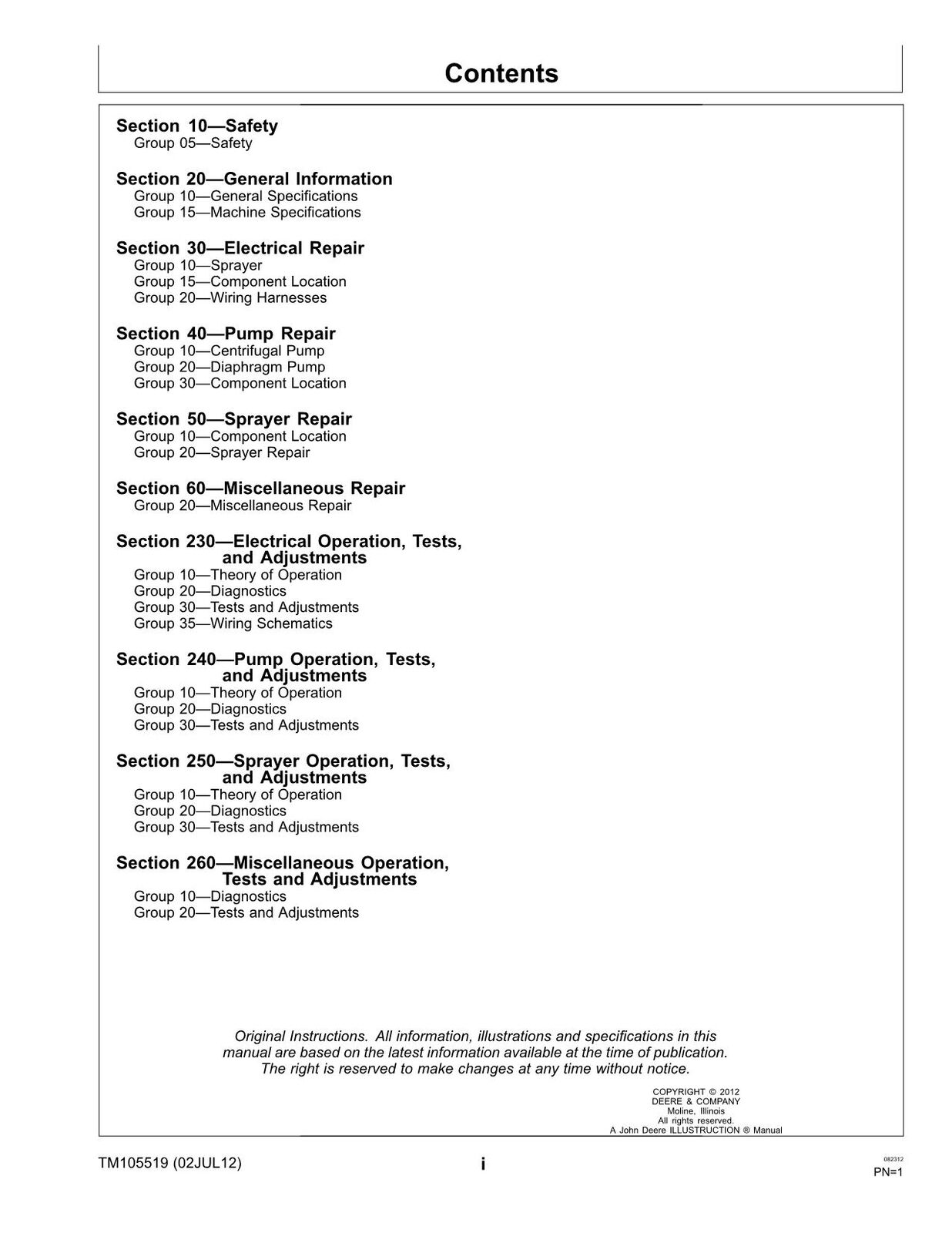 JOHN DEERE HD200 HD300 SPRÜHGERÄT SERVICEHANDBUCH