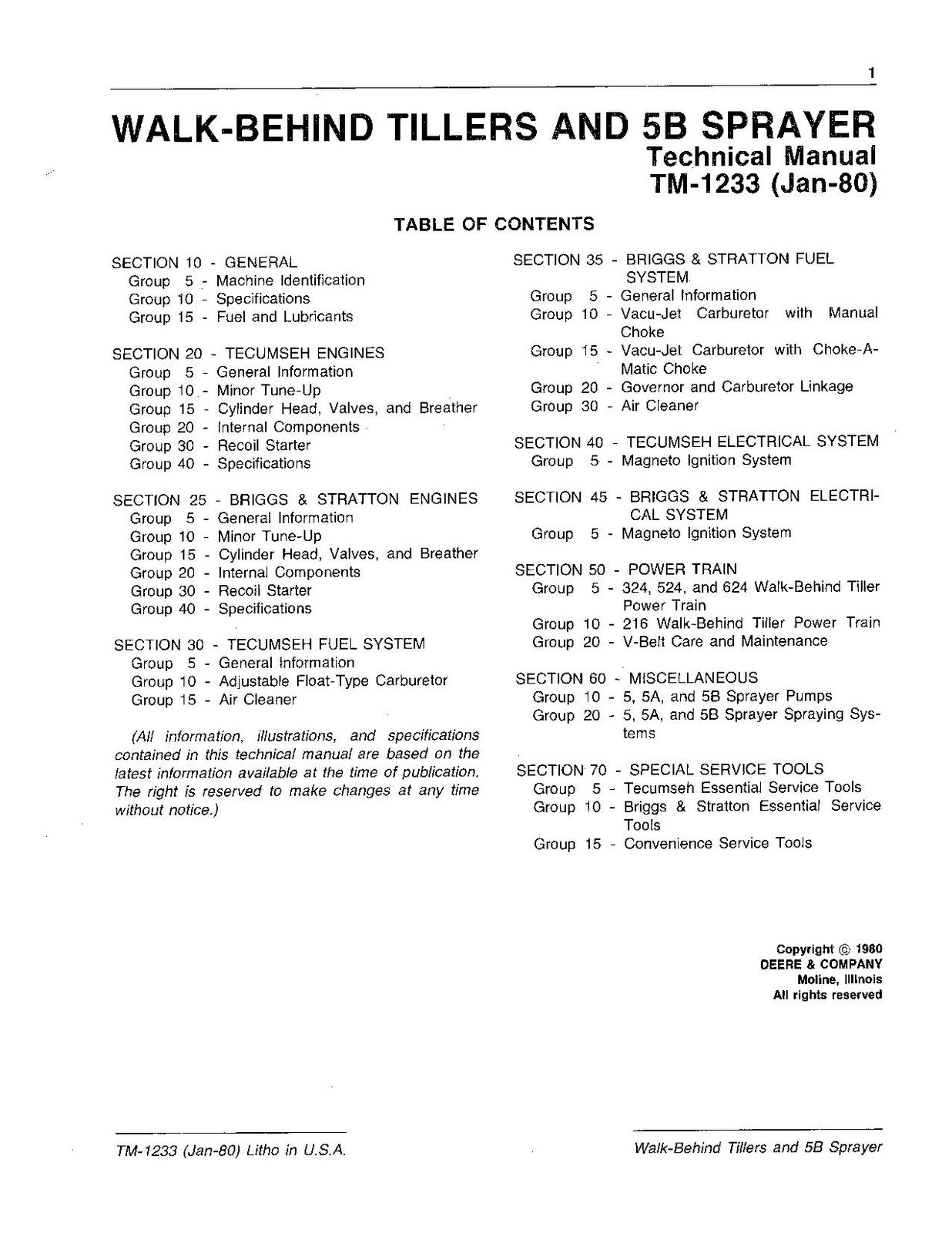 JOHN DEERE 5B 216 324 524 624 SPRAYER SERVICE MANUAL