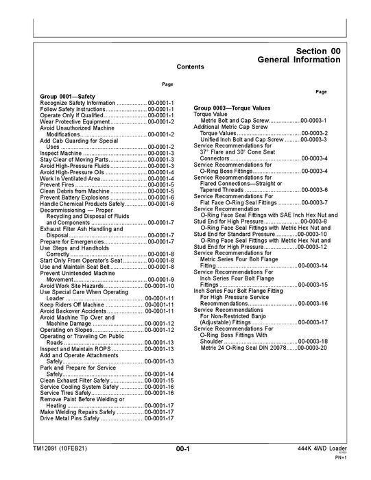 JOHN DEERE 444K LOADER REPAIR SERVICE MANUAL #1