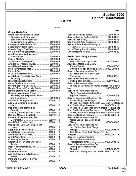 JOHN DEERE 644K LOADER REPAIR SERVICE TECHNICAL MANUAL TM13213X19