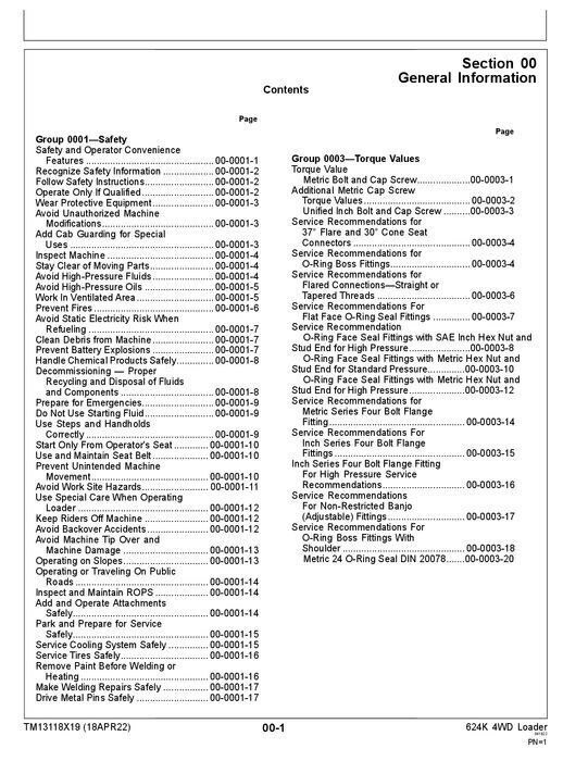 JOHN DEERE 624K LOADER REPAIR SERVICE TECHNICAL MANUAL TM13118X19