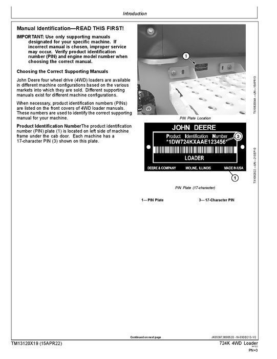 JOHN DEERE 724K LOADER REPAIR SERVICE TECHNICAL MANUAL TM13120X19