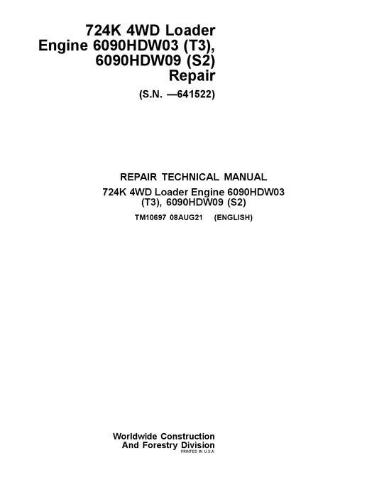 JOHN DEERE 724K LOADER REPAIR SERVICE MANUAL #3