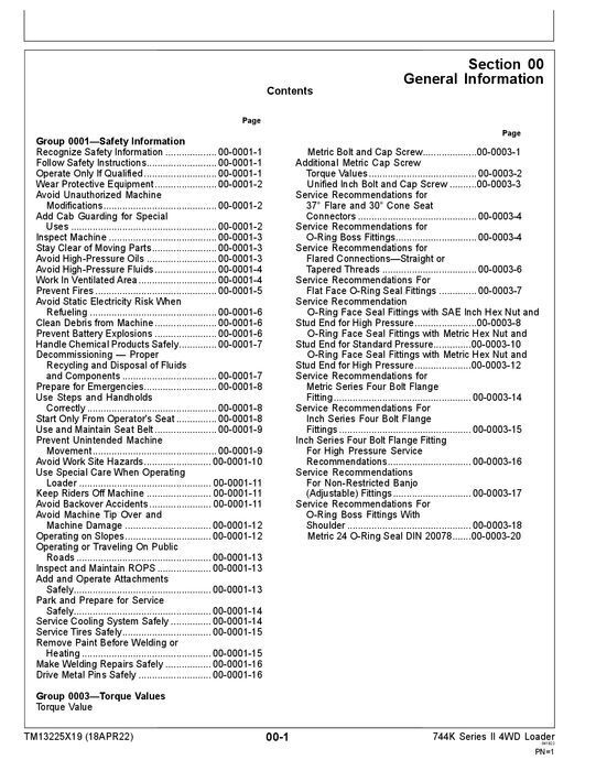 JOHN DEERE 744K LOADER REPAIR SERVICE TECHNICAL MANUAL TM13225X19