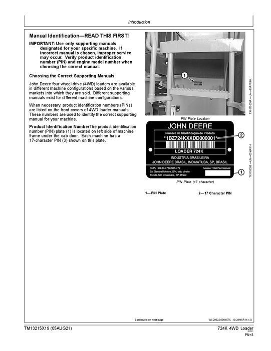 JOHN DEERE 724K LOADER REPAIR SERVICE MANUAL #4