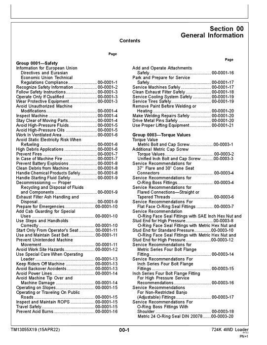 JOHN DEERE 724K LOADER REPAIR SERVICE TECHNICAL MANUAL TM13055X19