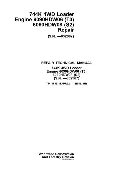 JOHN DEERE 744K LOADER REPAIR SERVICE MANUAL #1