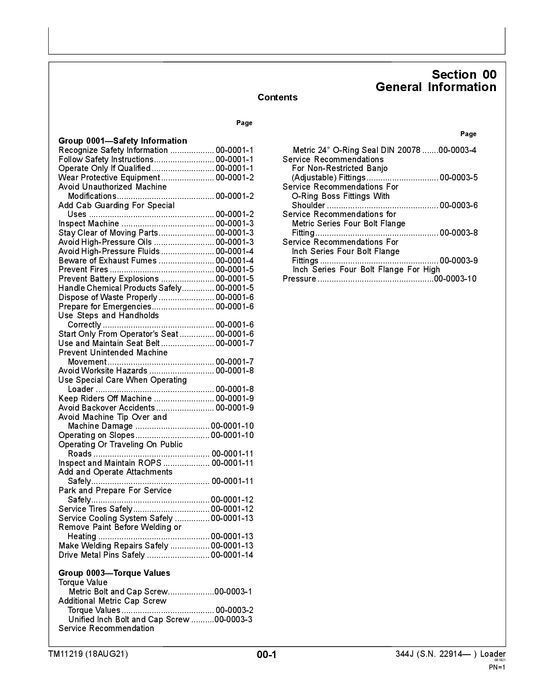 JOHN DEERE 344J LADER REPARATUR-SERVICEHANDBUCH Nr. 2 