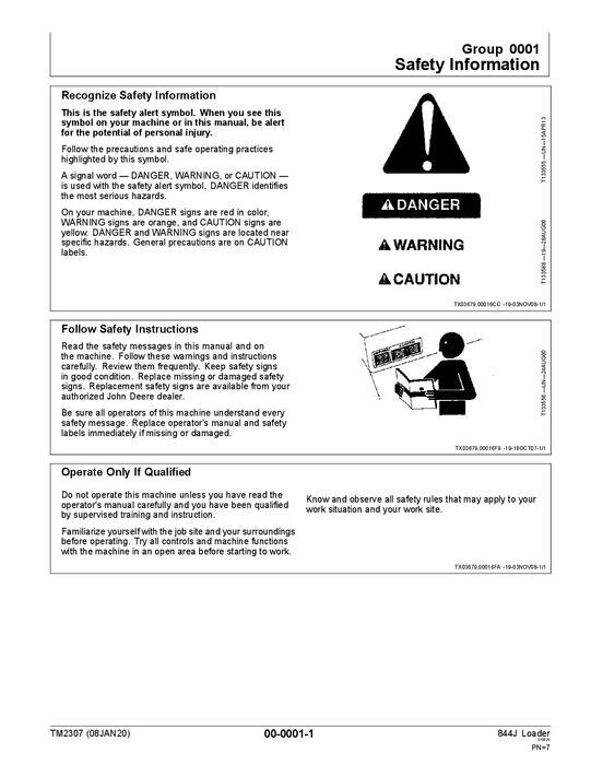 JOHN DEERE 844J LOADER REPAIR SERVICE TECHNICAL MANUAL TM2307