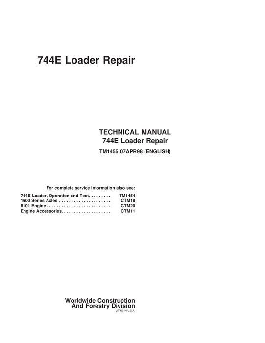 JOHN DEERE 744E LOADER REPAIR SERVICE MANUAL