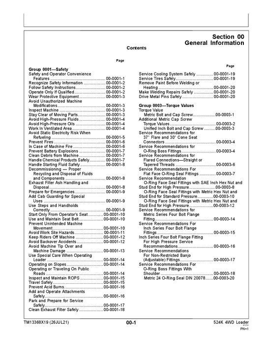 JOHN DEERE 524K LADER REPARATUR-SERVICEHANDBUCH Nr. 6 