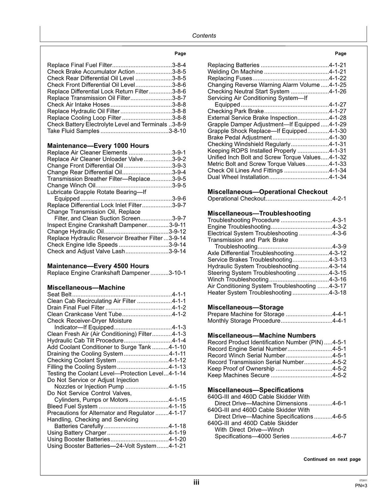 JOHN DEERE 640GIII 648GIII 460D SKIDDER OPERATORS MANUAL