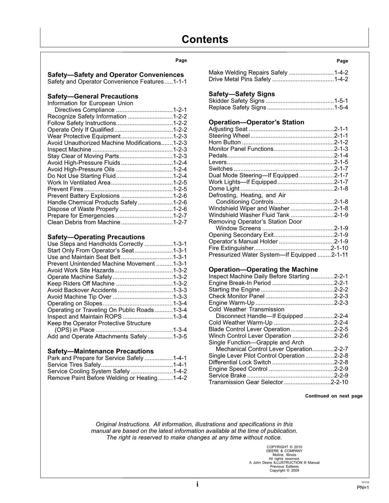 JOHN DEERE 540H 548H SKIDDER OPERATORS MANUAL