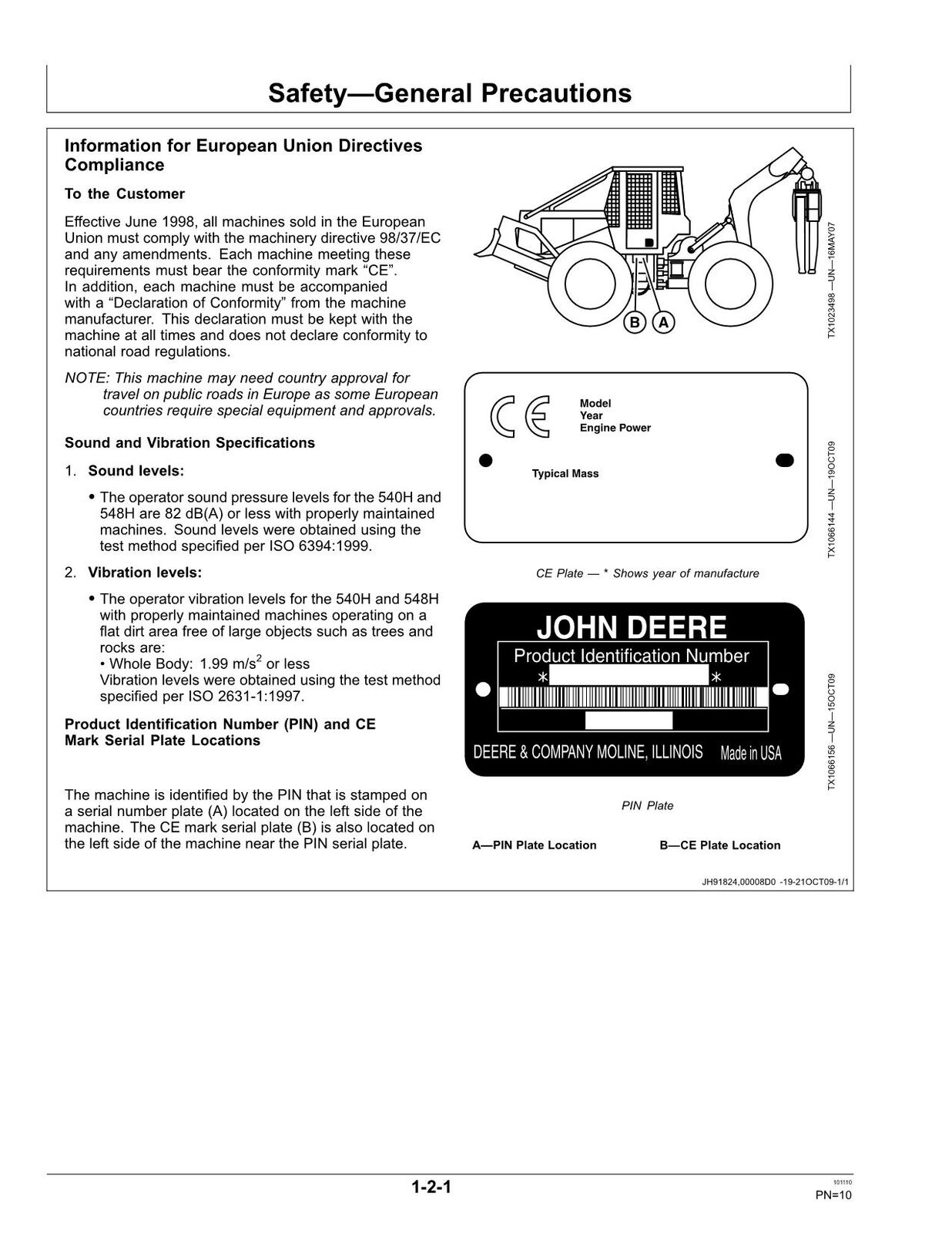 JOHN DEERE 540H 548H SKIDDER OPERATORS MANUAL