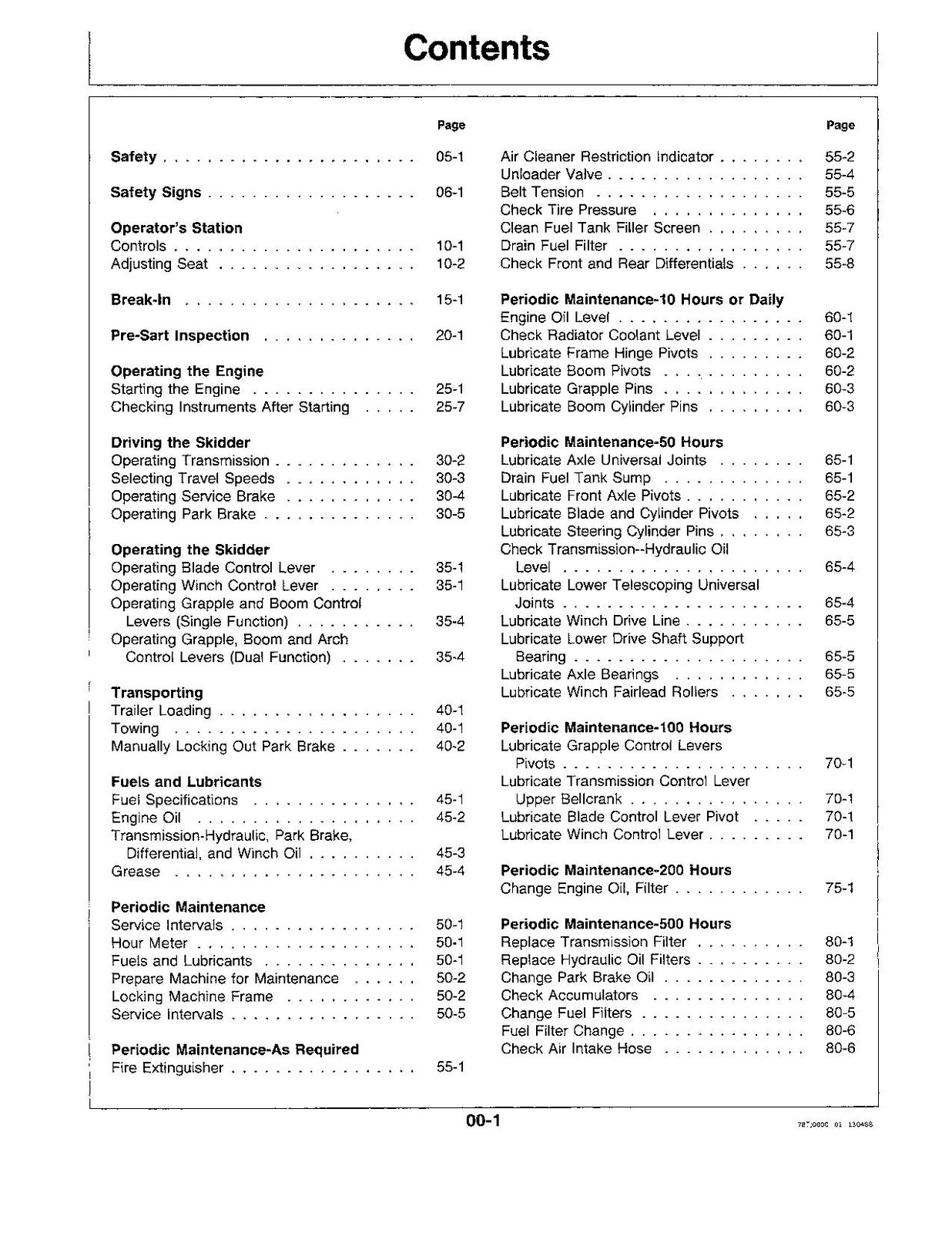 JOHN DEERE 540D 548D SKIDDER OPERATORS MANUAL