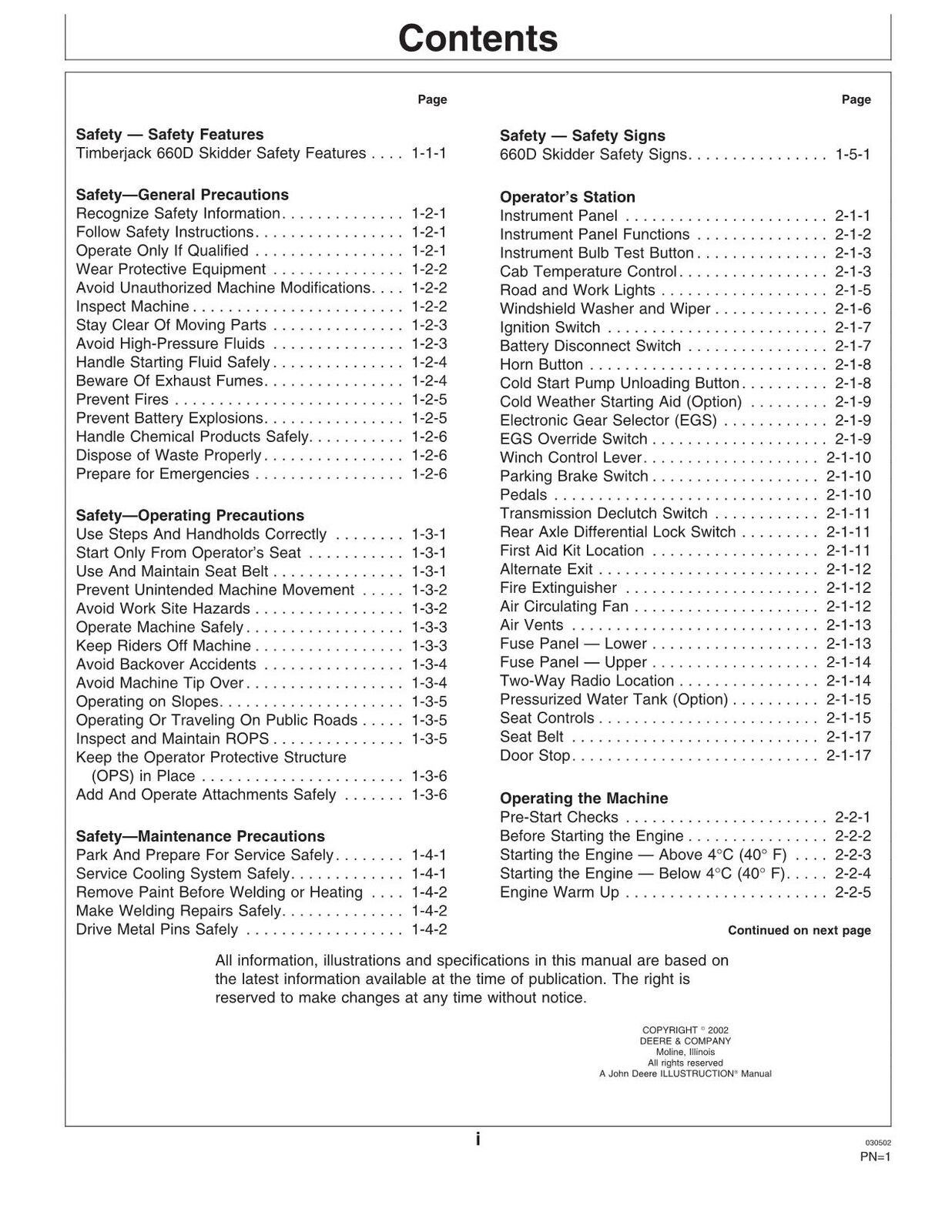 JOHN DEERE 660D SKIDDER OPERATORS MANUAL #1