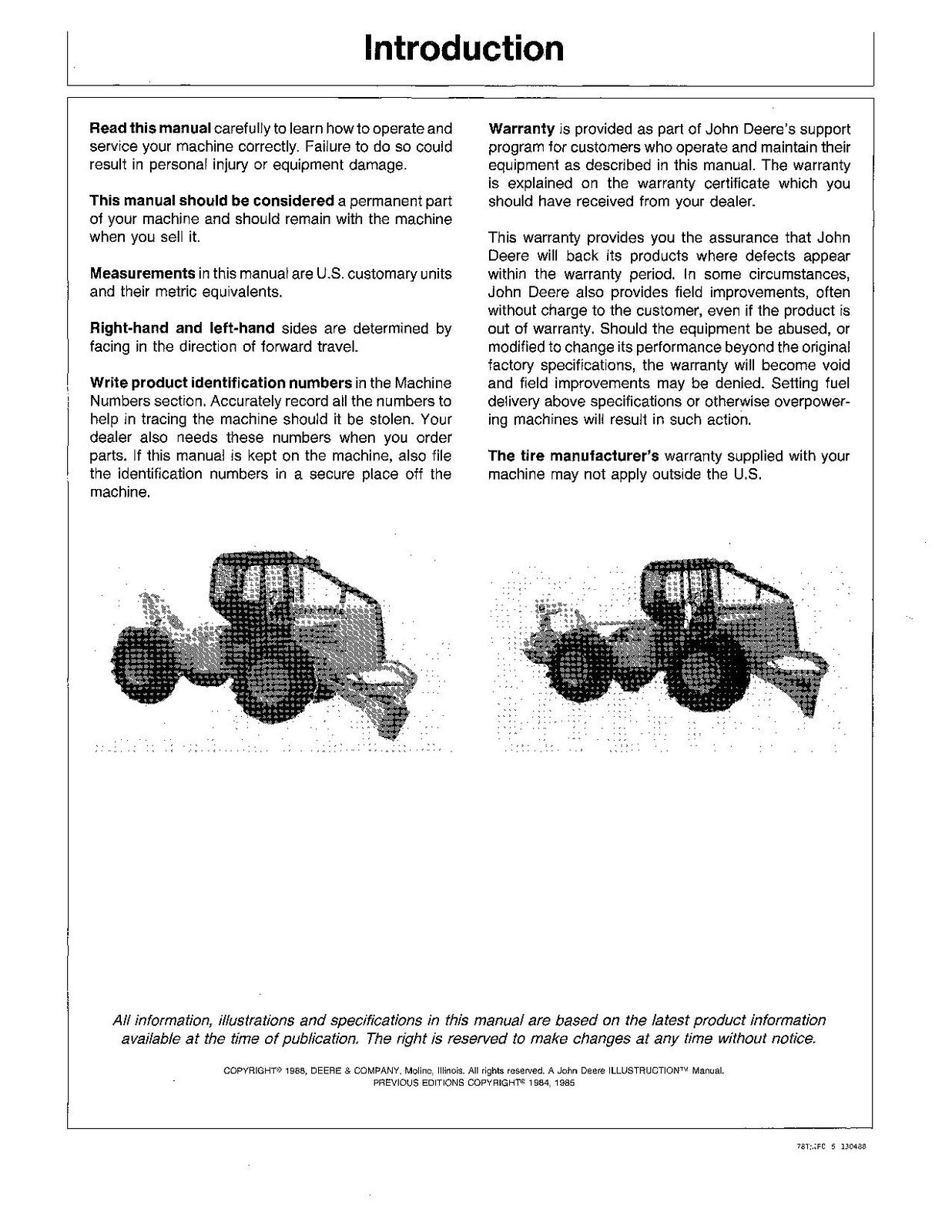 JOHN DEERE 540D 548D SKIDDER OPERATORS MANUAL