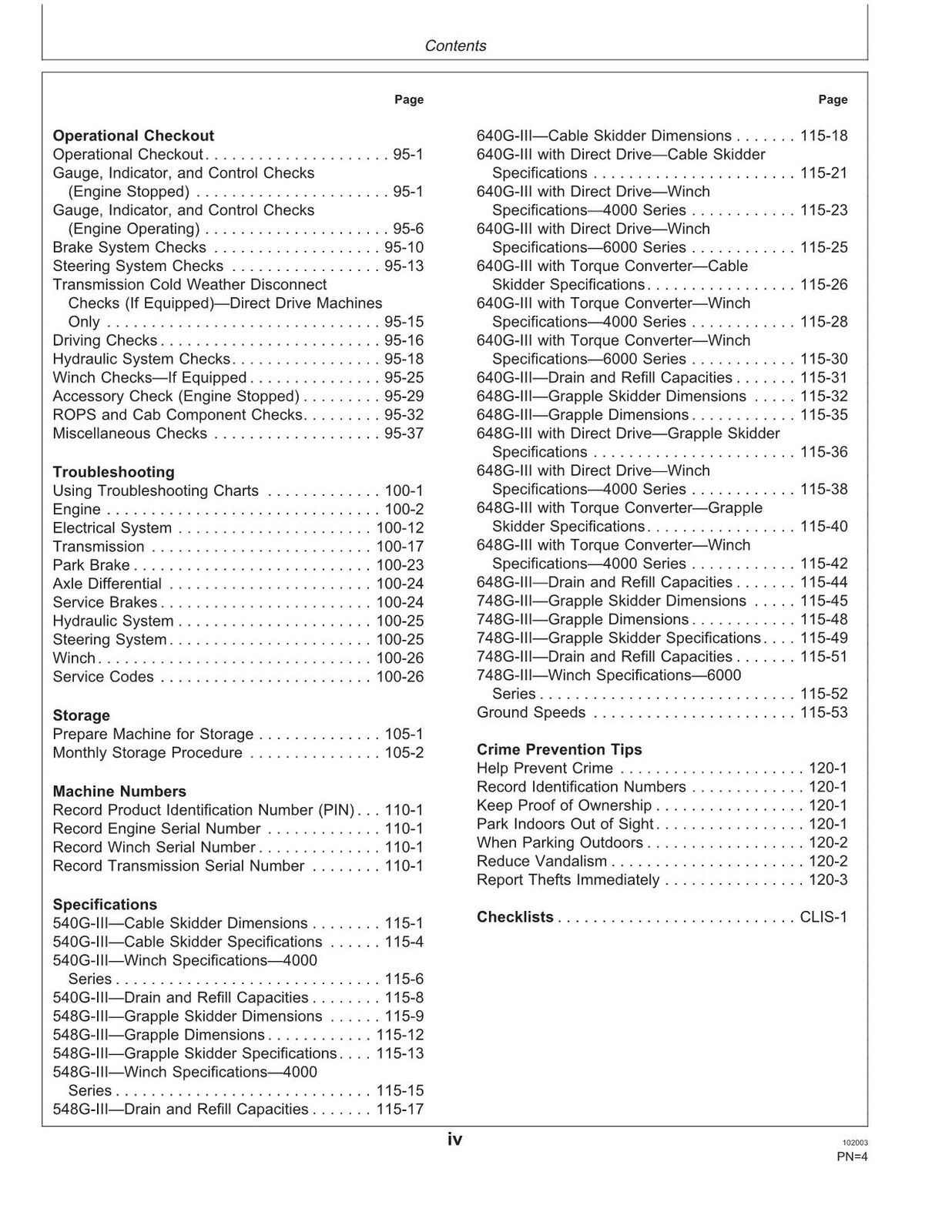 JOHN DEERE 540GIII 640GIII 548GIII 648GIII 748GIII  SKIDDER OPERATORS MANUAL #2